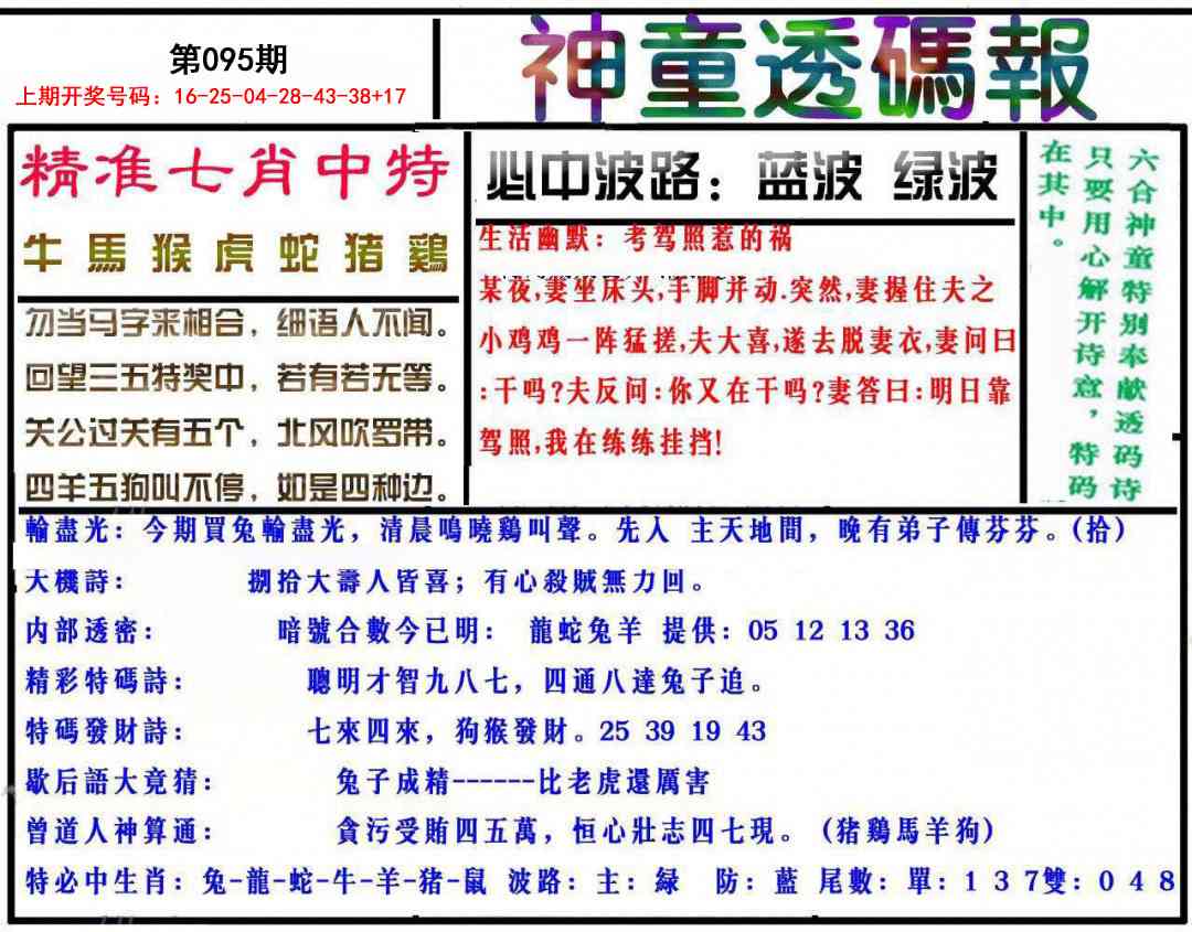095期神童透码报[图]